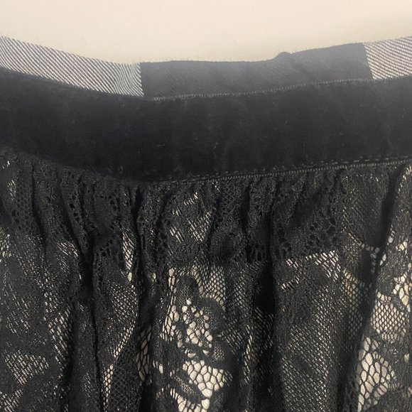 Copper Key Lace Plaid Mini Skirt A Line Black White Dressy Or Casual Sz M - Picture 4 of 15